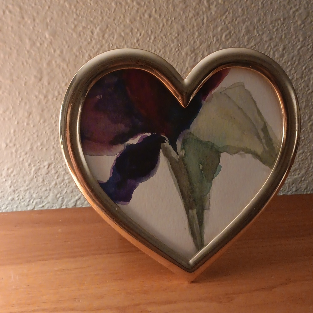 Original floral water color in heart frame